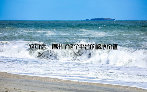 这句话, 道出了这个平台的核心价值