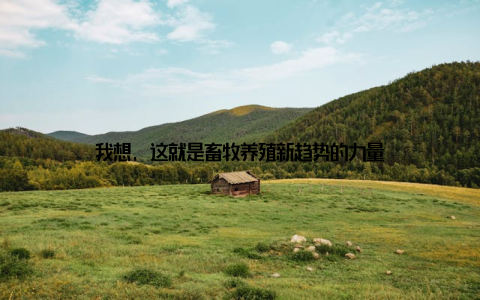 我想, 这就是畜牧养殖新趋势的力量