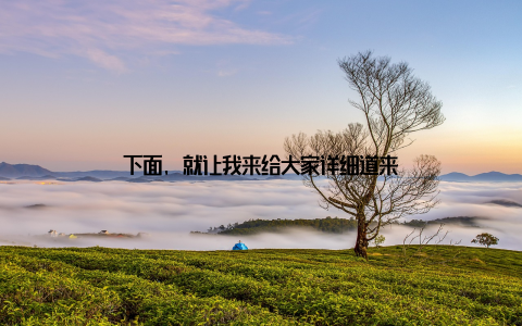 下面, 就让我来给大家详细道来